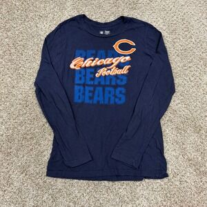 NFL Team Apparel Chicago Bears Navy Blue Long Sleeve Graphic T-Shirt Womens M